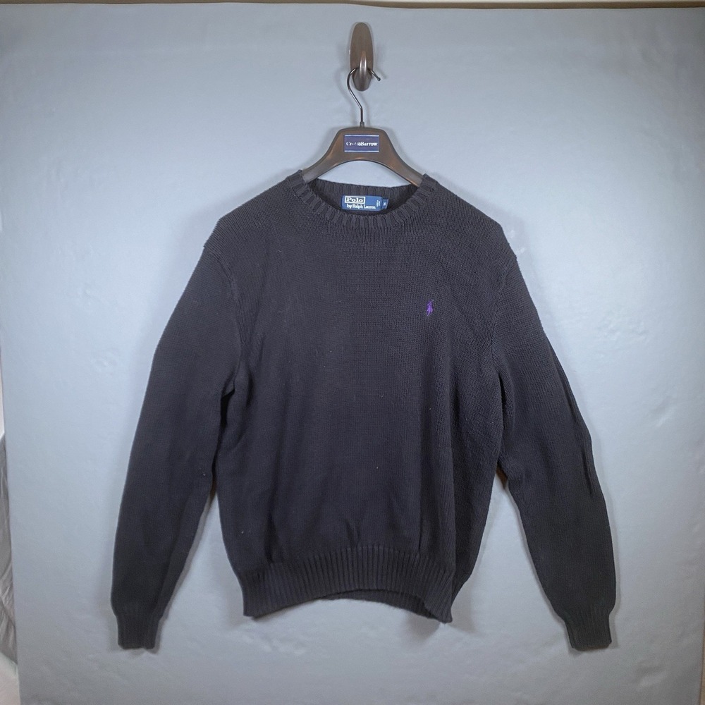 VINTAGE Polo Ralph Lauren Sweater Mens XL Black 90s Knit Pima Cotton